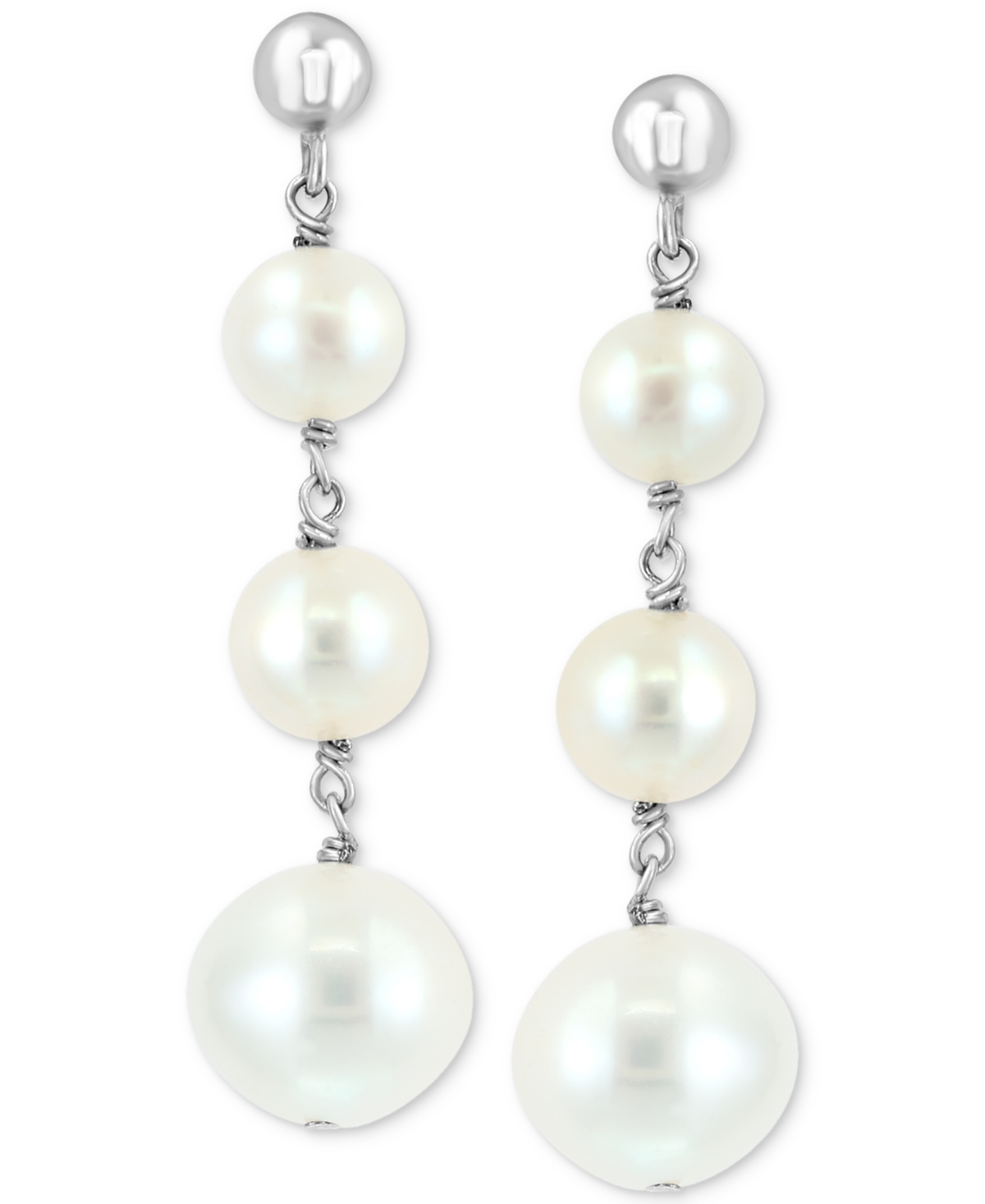 EFFY COLLECTION EFFY MULTICOLOR FRESHWATER PEARL (6 - 81/2MM) GRADUATED DROP EARRINGS IN STERLING SILVER