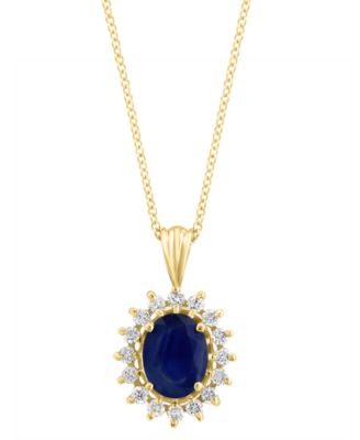 EFFY Collection - Sapphire (2 ct. t.w.) and Diamond (3/8 ct. t.w.) Oval Pendant in 14k White Gold