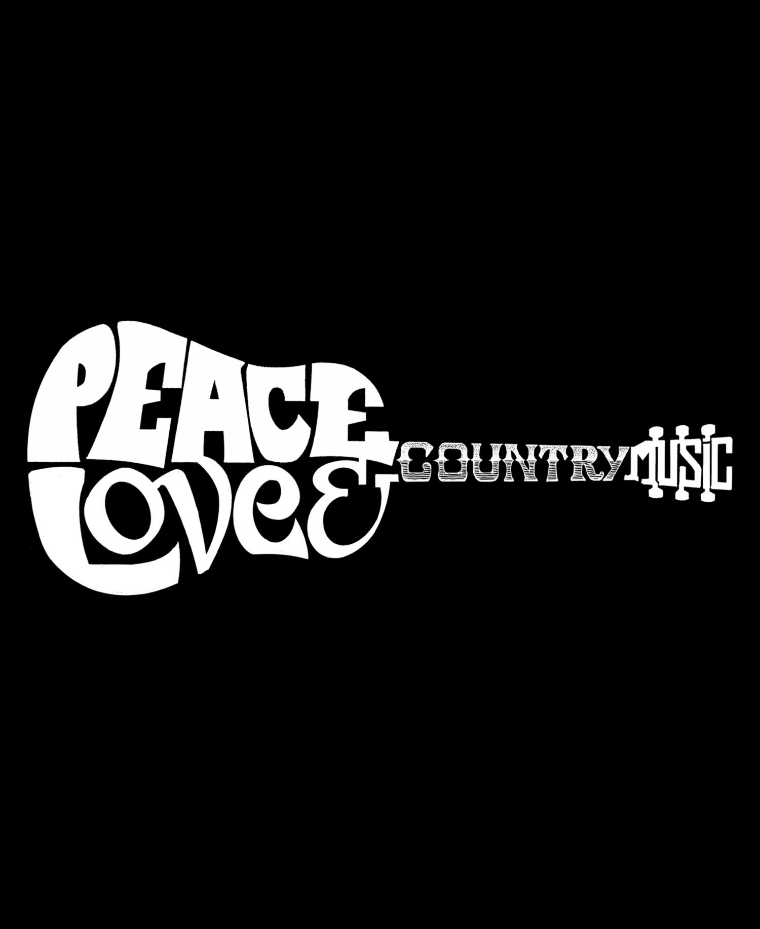 Men's Cotton/Poly Blend Word Art T-Shirt - Peace Love Country Guitar