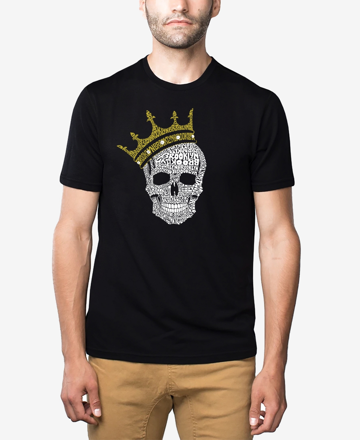 La Pop Art Men's Short Sleeve Premium Blend Brooklyn Crown Word Art T-shirt In Black
