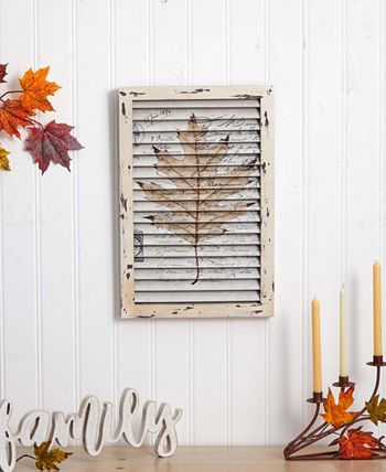 Nearly Natural - Maple Leaf Window Shutter Wall Decor