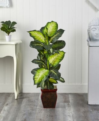 Golden Dieffenbachia Artificial Plant in Decorative Planter
