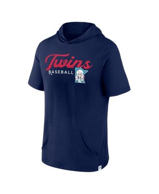 Men's Navy Minnesota Twins Offensive Strategy Short Sleeve Pullover Hoodie