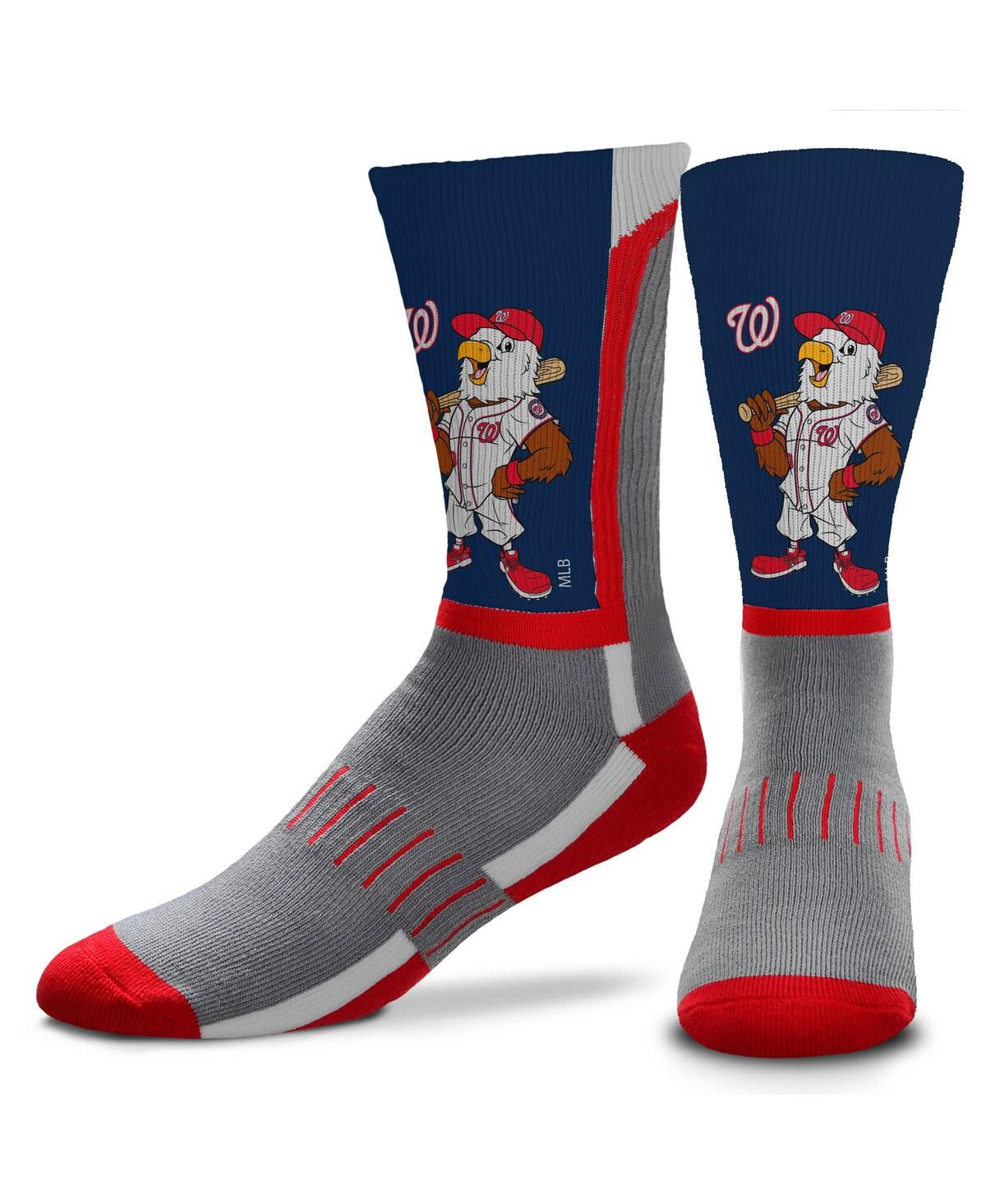 For Bare Feet Men's  Washington Nationals Mascot Snoop V-curve Crew Socks In Gray