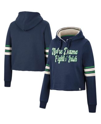 Women s Colosseum Navy Notre Dame Fighting Irish Retro Cropped Pullover Hoodie Macy s