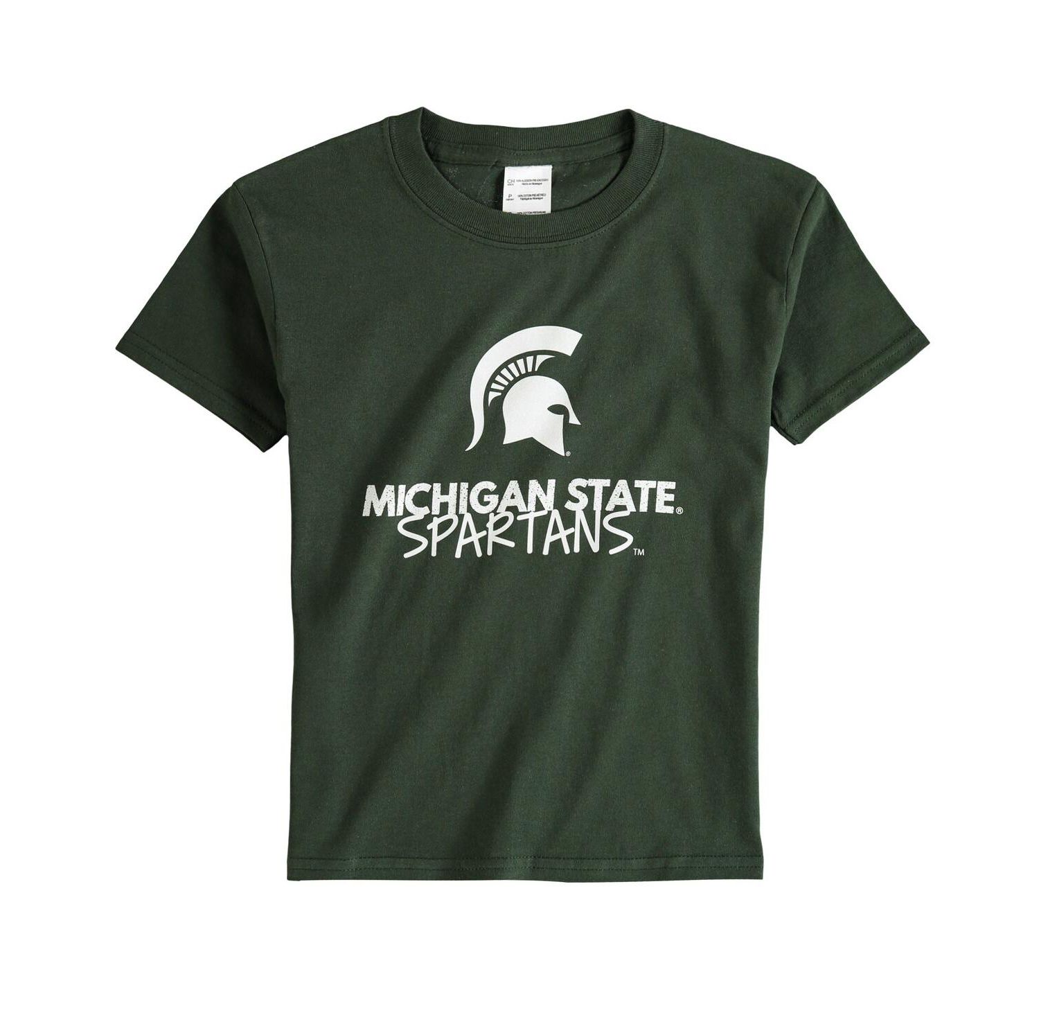 Big Boys and Girls Green Michigan State Spartans Crew Neck T-shirt