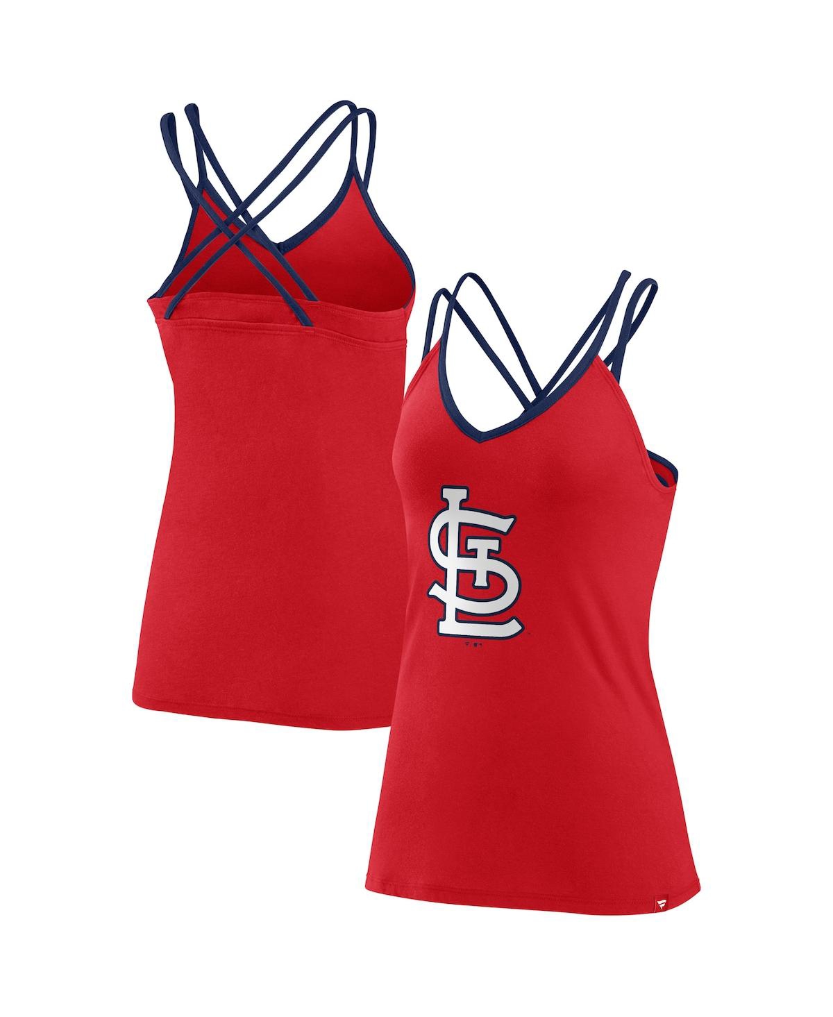 Shop Fanatics Women's  Red St. Louis Cardinals Barrel It Up Cross Back V-neck Tank Top