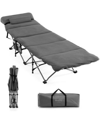 Folding Retractable Travel Camping Cot w/Removable Mattress & Carry Bag