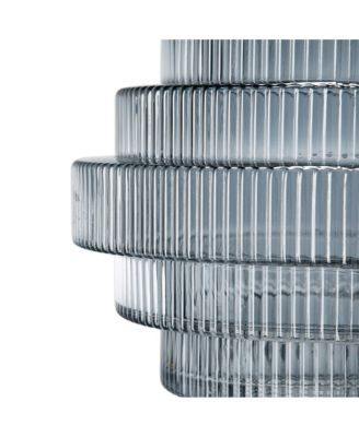Ribbed Geometric Glass Vase, 9.1" L x 9.1" W x 9.8" H