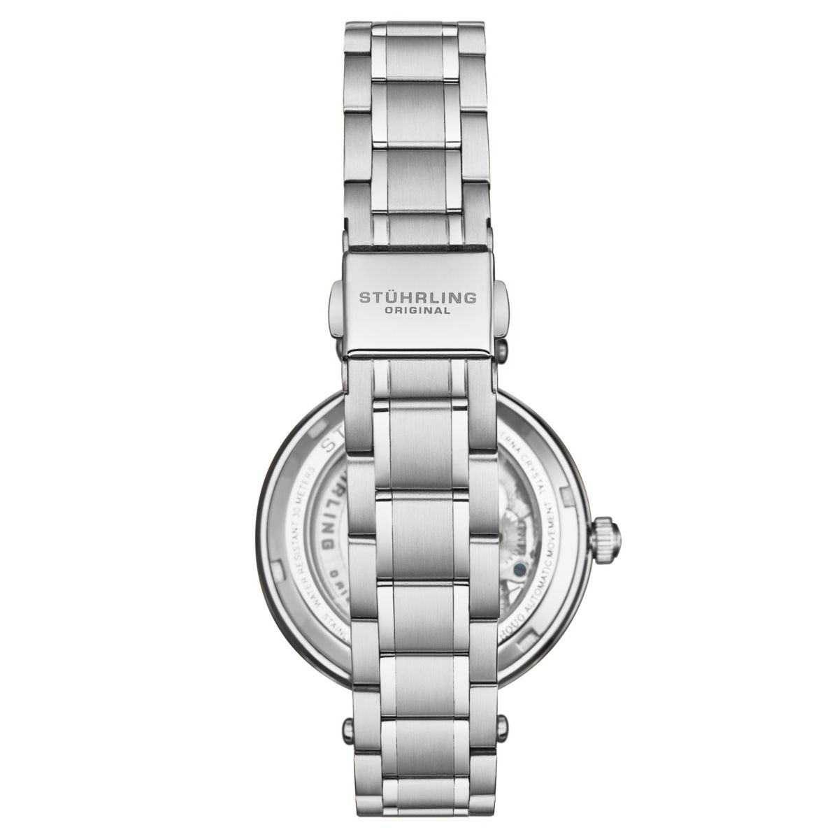 Женский автоматический корпус из сплава серебра, циферблат-скелетон, серебряные часы-браслет SS Link с безелем, украшенным кристаллами