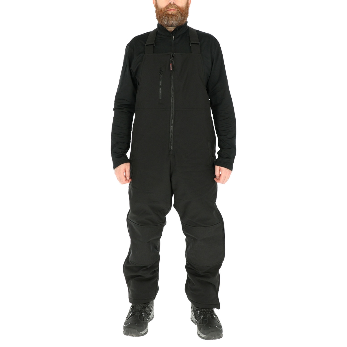 Men's Warm Insulated Softshell High Bib Overalls - Black
