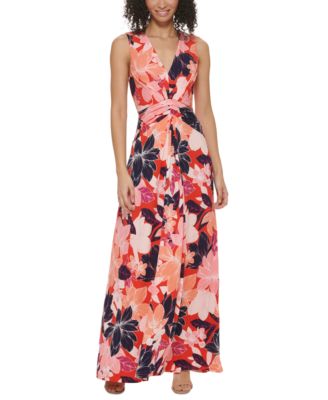 Jessica Howard - Petite Floral-Print Ruched Maxi Dress
