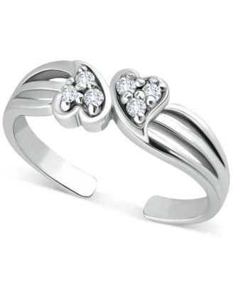 Cubic Zirconia Double Heart Toe Ring
