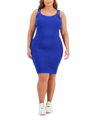 FULL CIRCLE TRENDS - Trendy Plus Size Seamless Buckle-Strap Bodycon Dress