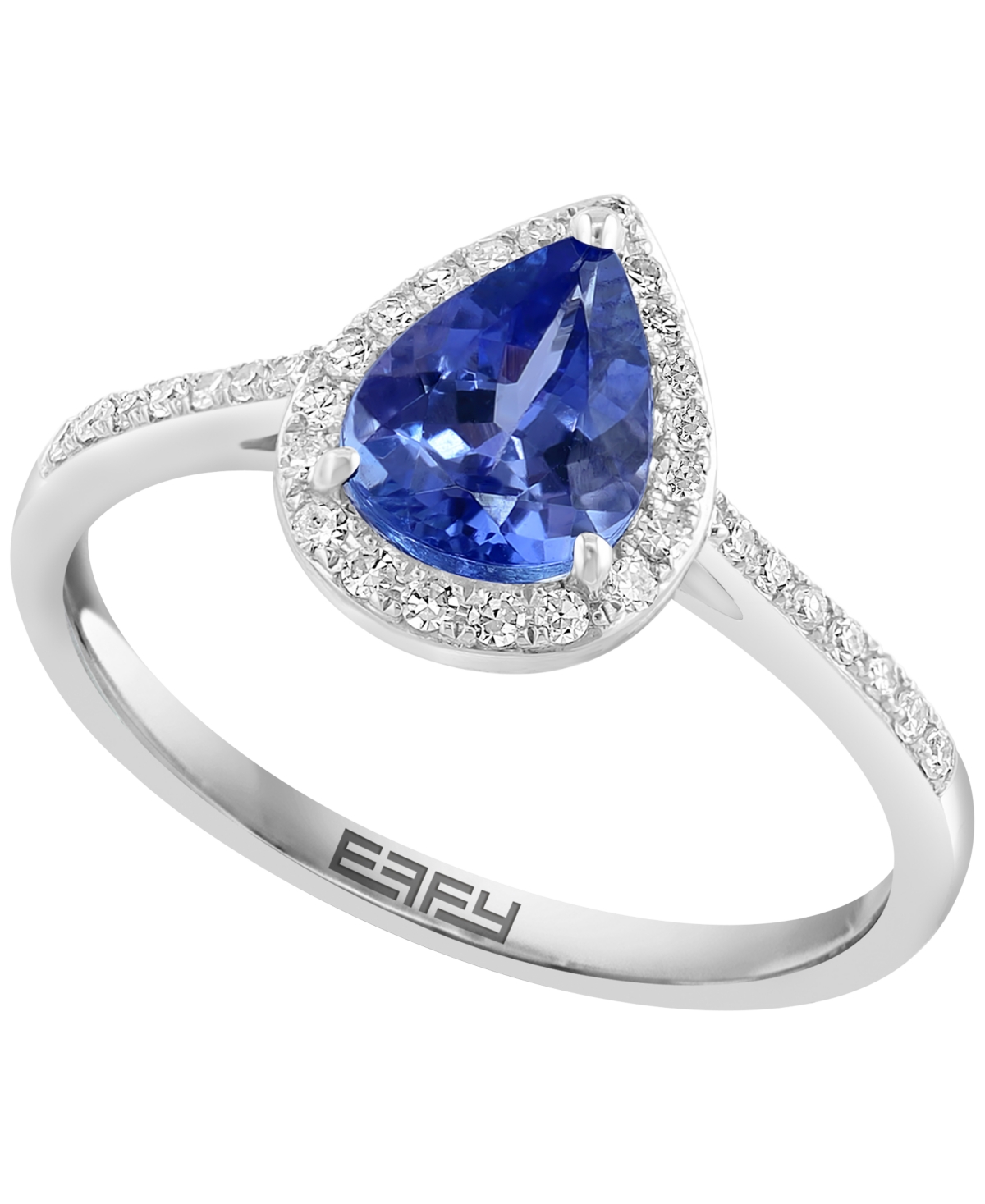 Effy Collection Effy Tanzanite (7/8 Ct. T.w.) & Diamond (1/6 Ct. T.w.) Pear Halo Ring In Sterling Silver