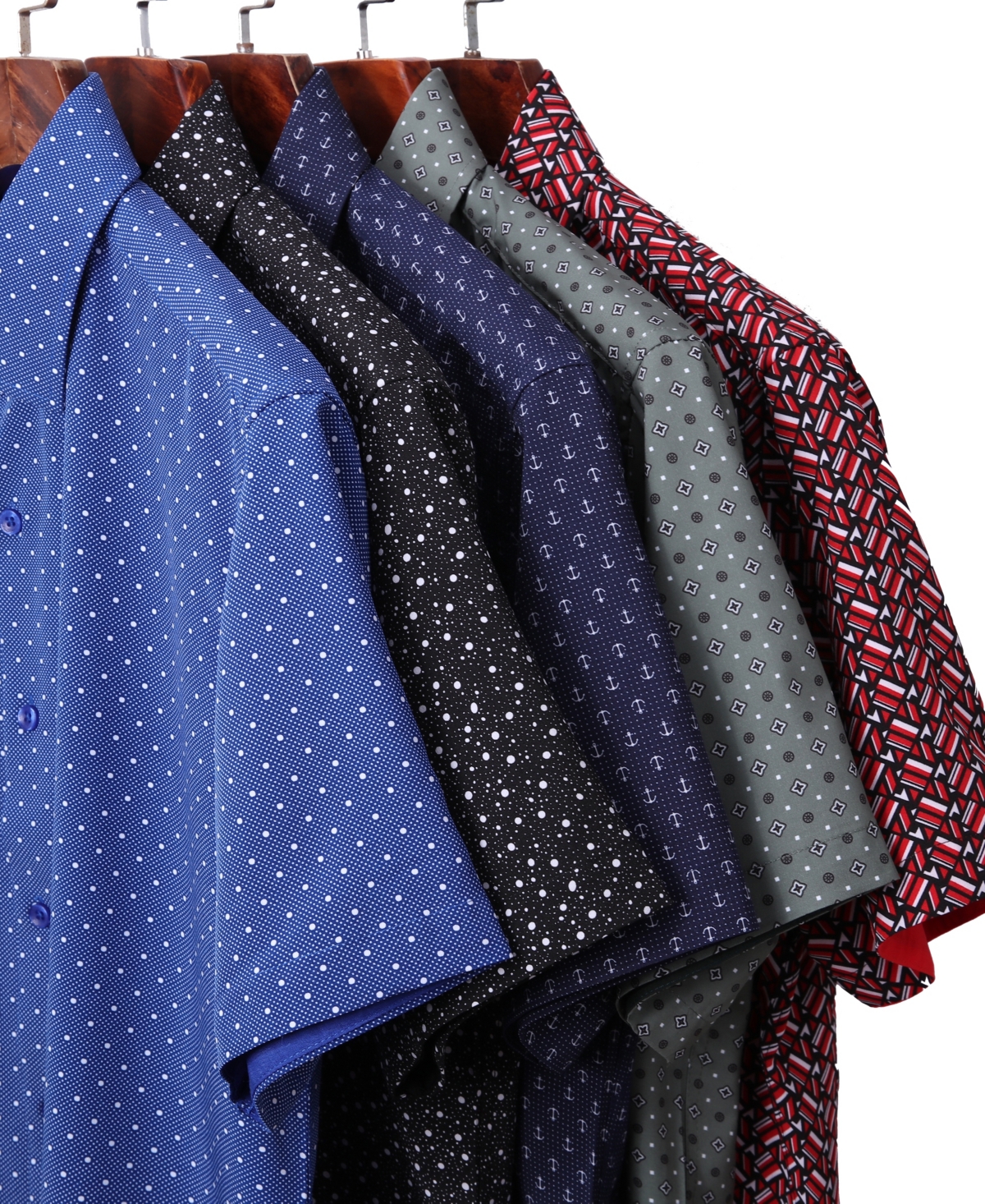 Suslo Couture Men's Slim-fit Geo-print Performance Shirt In Red