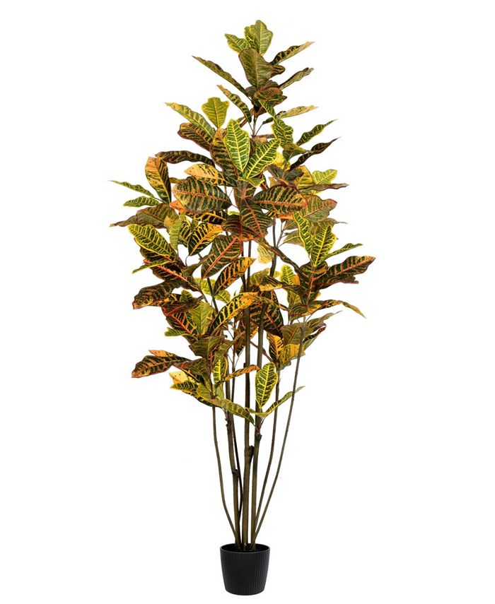 Vickerman 6' Potted Artificial Green and Orange Croton Tree Macy's