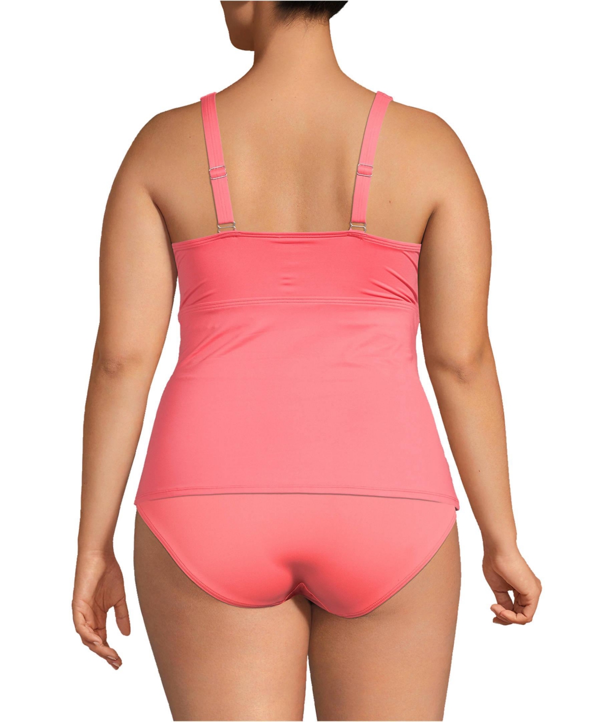 Lands' End Women's Chlorine Resistant V-Neck Wrap Underwire Tankini Swimsuit Top Adjustable Straps