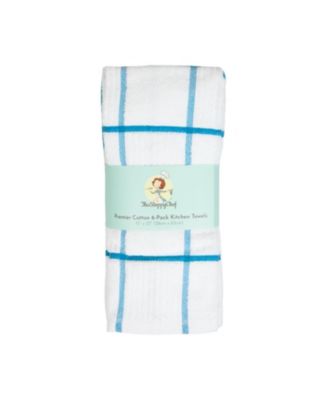 Premier Kitchen Towels (Set of 6), 3 Solid Color Towels and 3 White Towels with Matching Pattern, 15x25 in., Soft Ringspun Cotton