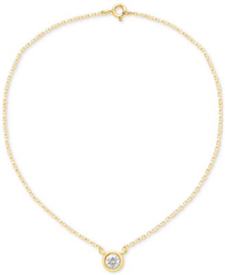 Lab-Created Diamond Bezel Soltiare 18 Pendant Necklace (1/5 ct. t.w.) in 14k Gold-Plated Sterling Silver