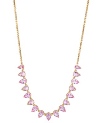 Eliot Danori - 18k Gold-Plated Pink Cubic Zirconia & Stone Statement Necklace, 15" + 3" extender