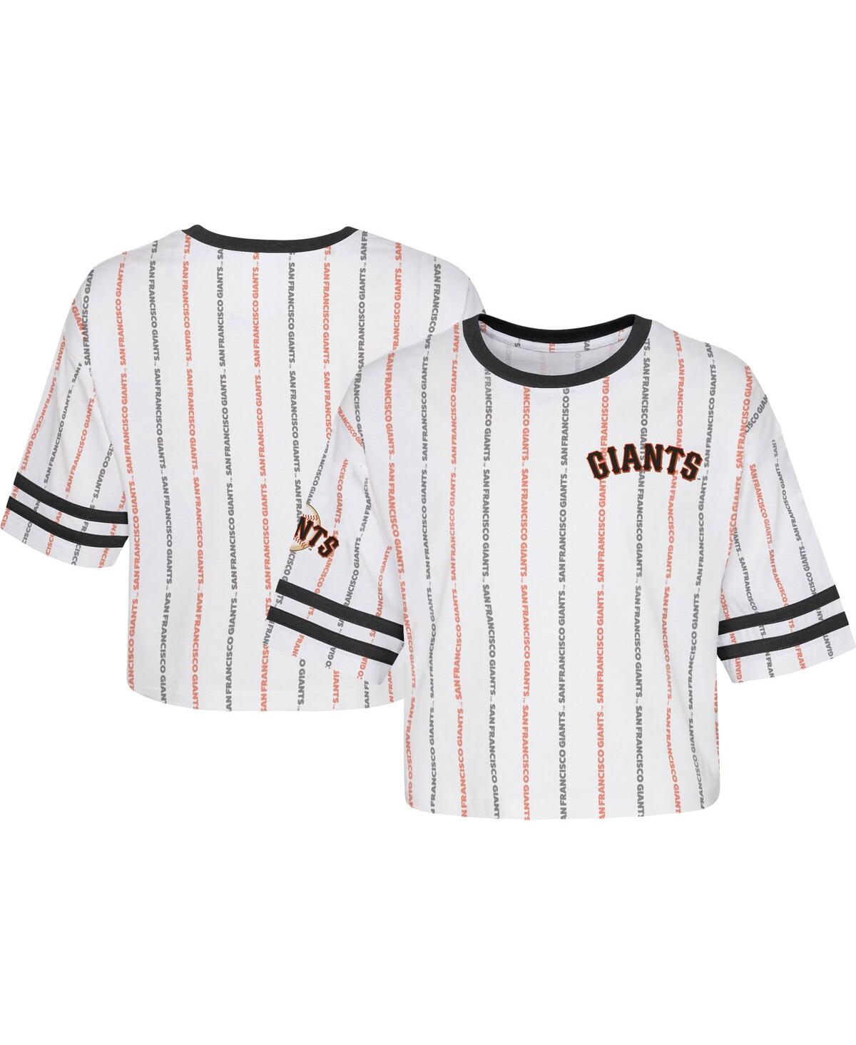 Outerstuff Kids' Big Girls White San Francisco Giants Ball Striped T-shirt