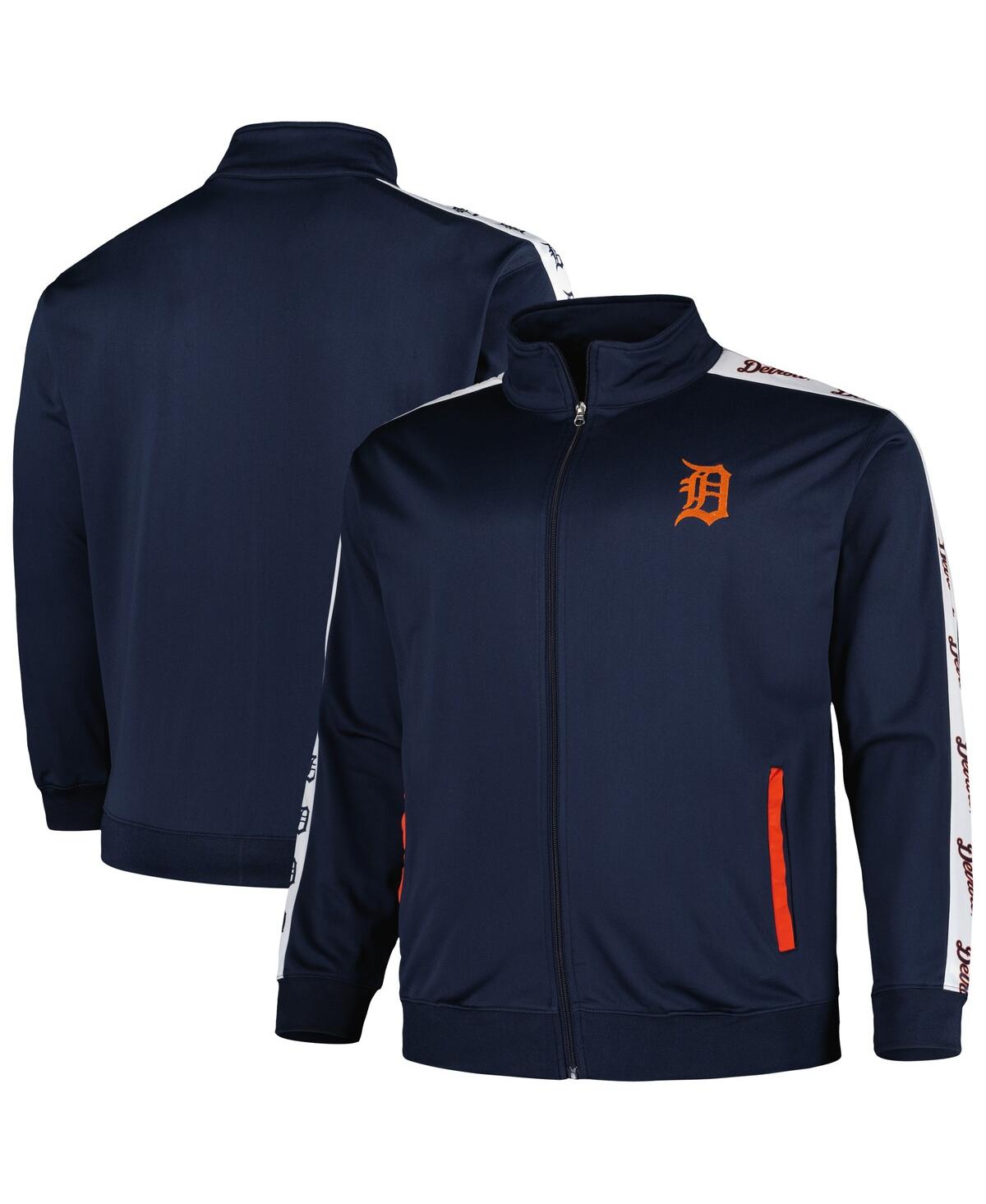 PROFILE MEN'S NAVY DETROIT TIGERS BIG AND TALL TRICOT TRACK FULL-ZIP JACKET