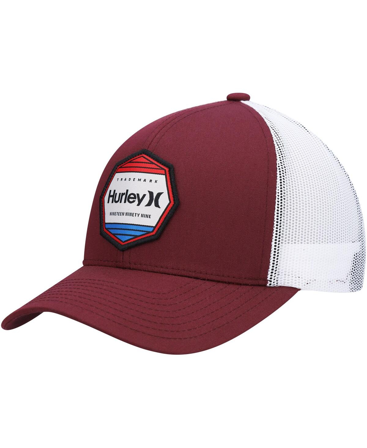 Shop Hurley Men's  Burgundy, White Pacific Patch Trucker Snapback Hat In Burgundy,white