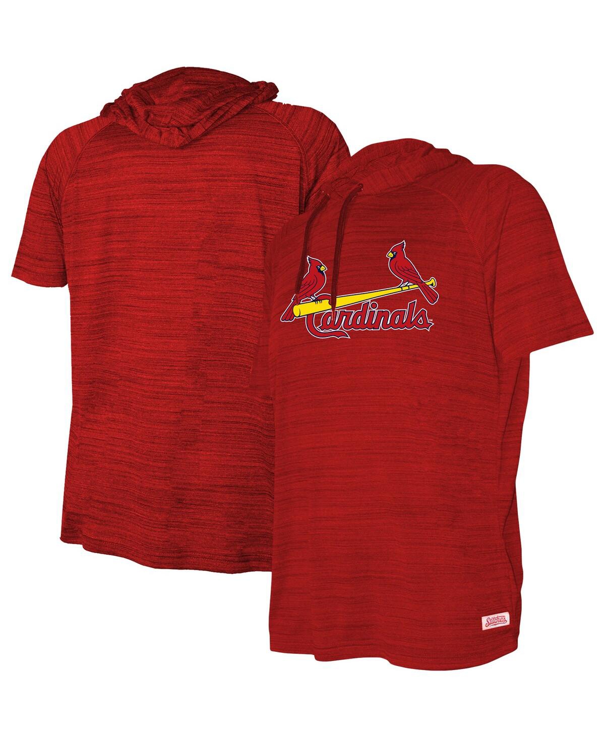 Big Boys and Girls StitchesSt. Louis Cardinals Raglan Short Sleeve Pullover Hoodie - Heather Red