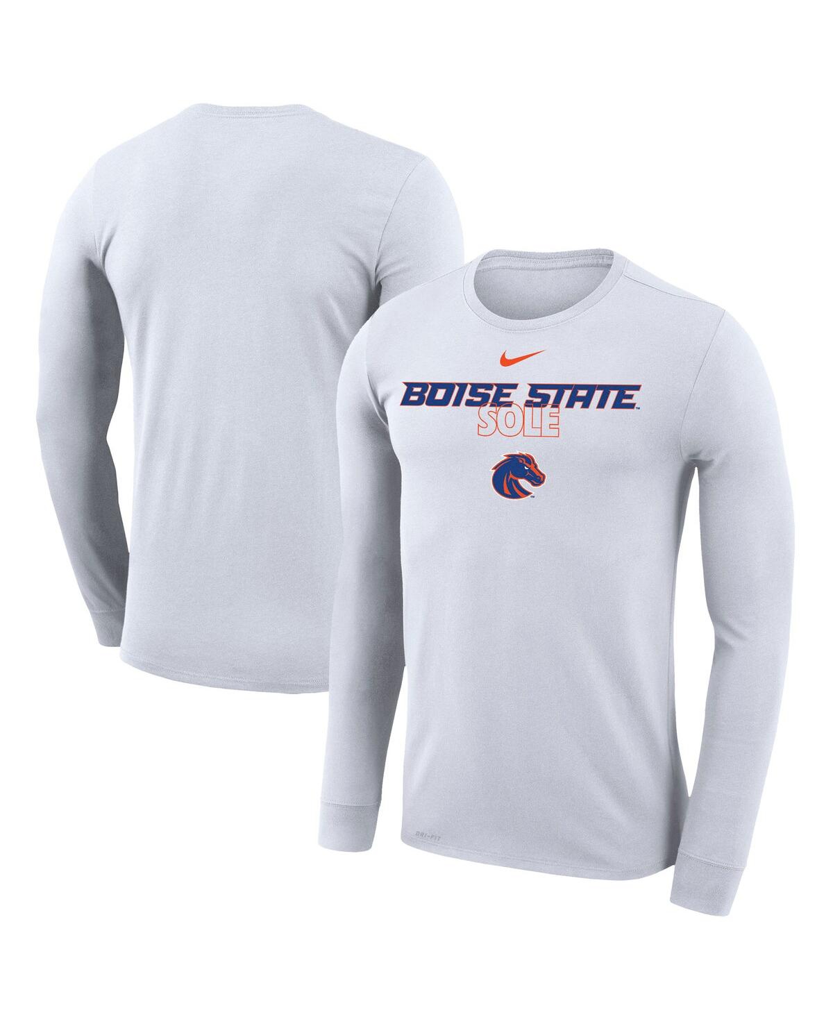 Shop Nike Men's  White Boise State Broncos 2023 On Court Bench Long Sleeve T-shirt