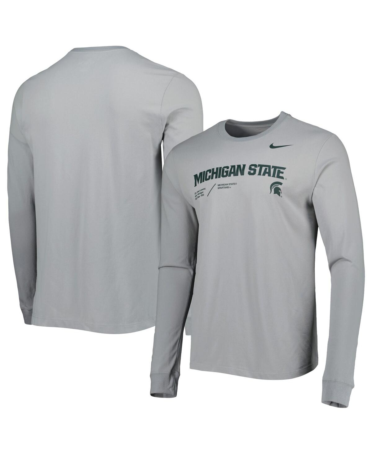 Shop Nike Men's  Gray Michigan State Spartans Team Practice Performance Long Sleeve T-shirt