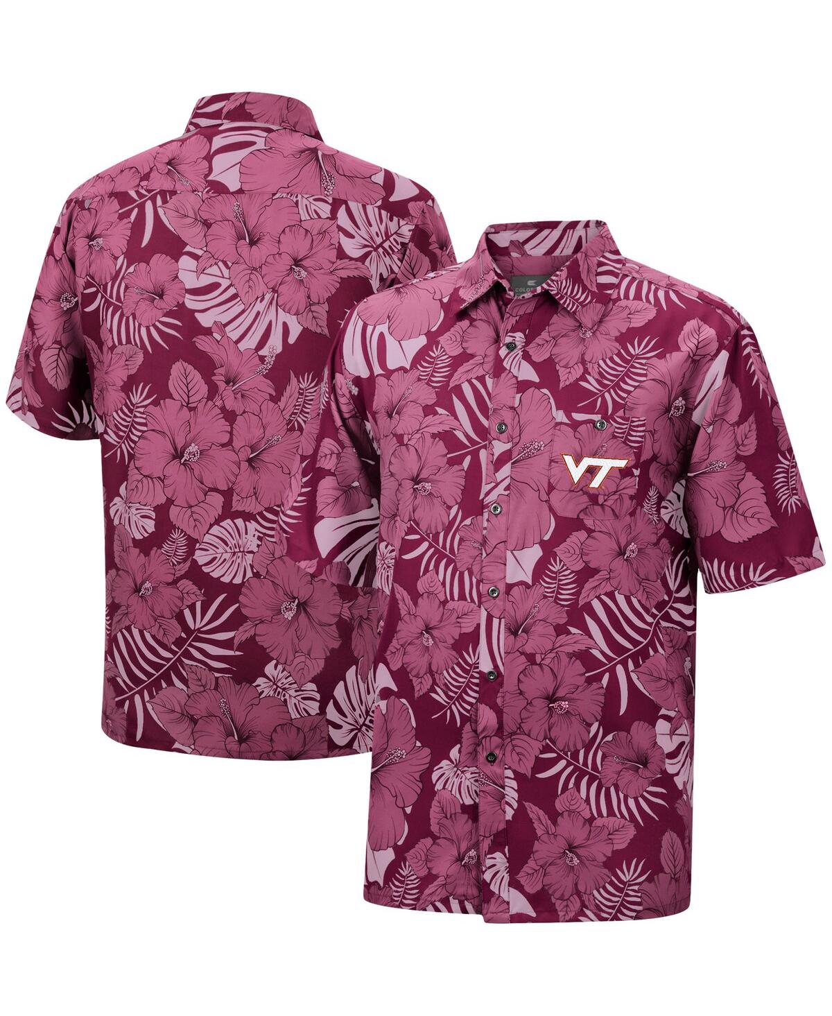 Colosseum Maroon Virginia Tech Hokies The Dude Camp Button-up Shirt In Maroon