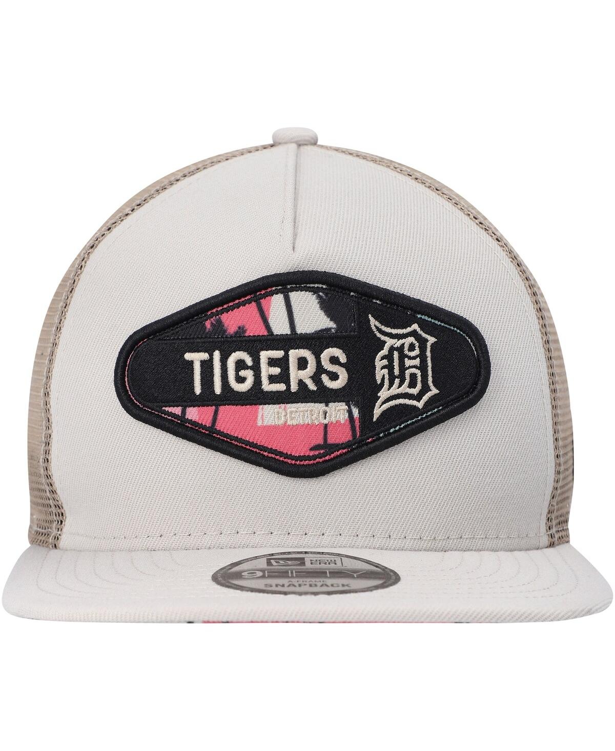 New Era Men's  Natural Detroit Tigers Retro Beachin' Patch A-frame Trucker 9fifty Snapback Hat In Natural