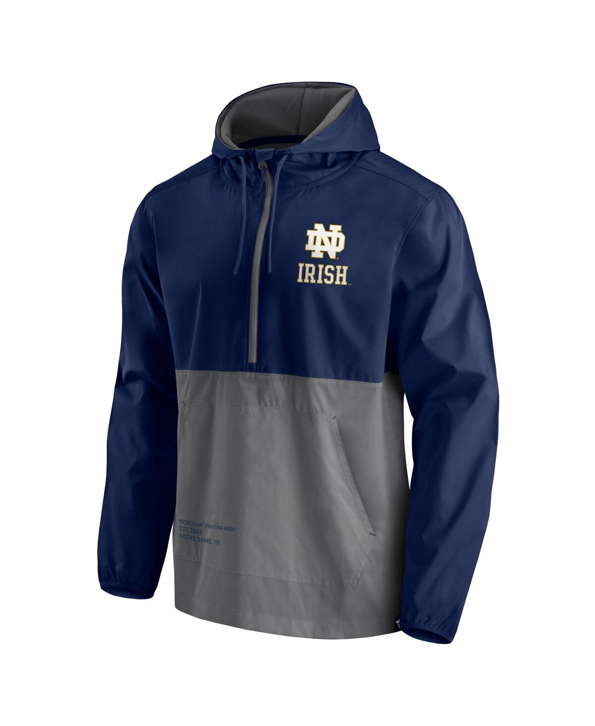 Men's Fanatics Gray Notre Dame Fighting Irish Thrill Seeker Half-Zip Hoodie Anorak Jacket - Gray