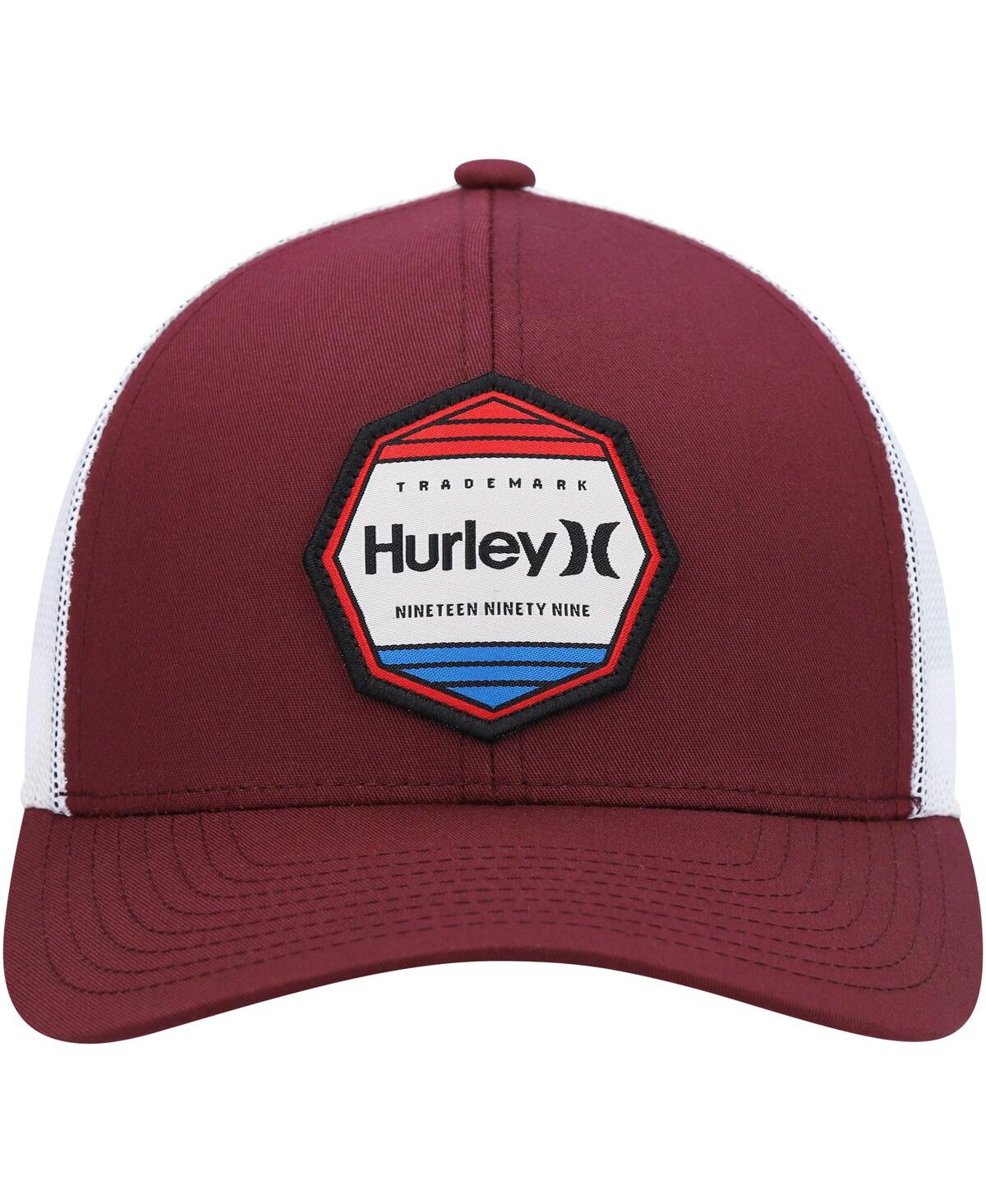 Shop Hurley Men's  Burgundy, White Pacific Patch Trucker Snapback Hat In Burgundy,white