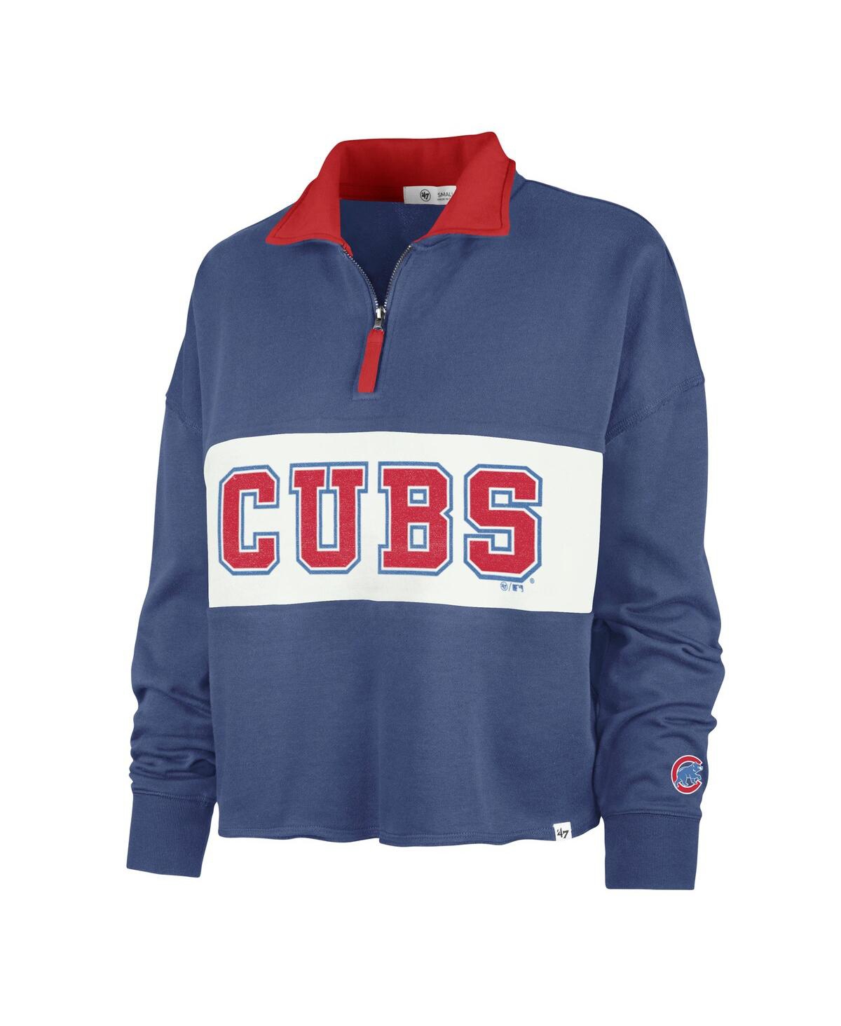 Shop 47 Brand Women's ' Royal Chicago Cubs Remi Quarter-zip Cropped Top