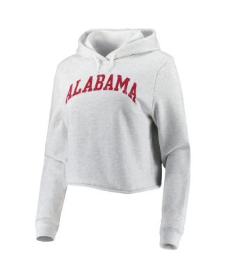 Women's Ash Alabama Crimson Tide 2-Hit 1636 Cropped Pullover Hoodie