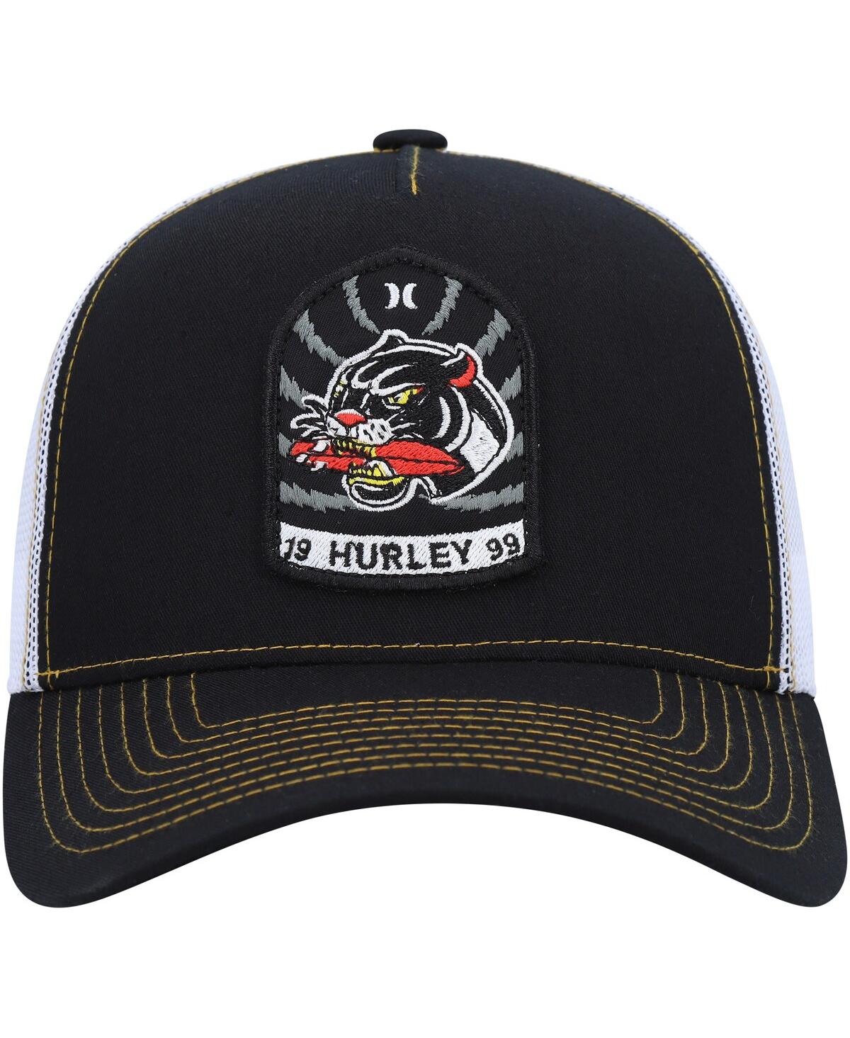 Shop Hurley Men's  Black, White Wild Things Trucker Snapback Hat In Black,white