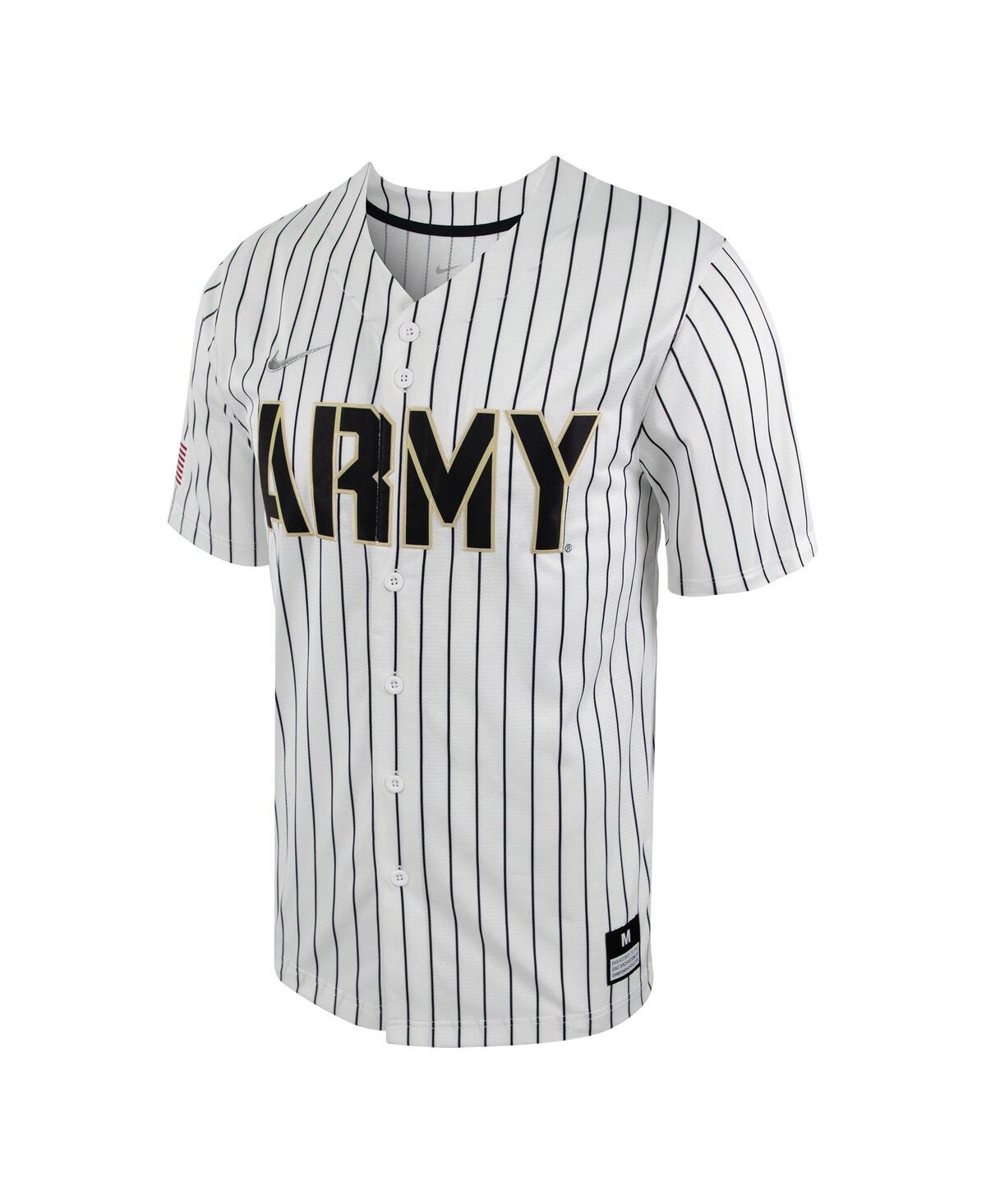 Men's Nike Black Army Black Knights Pinstripe Replica Full-Button Baseball Jersey - Black