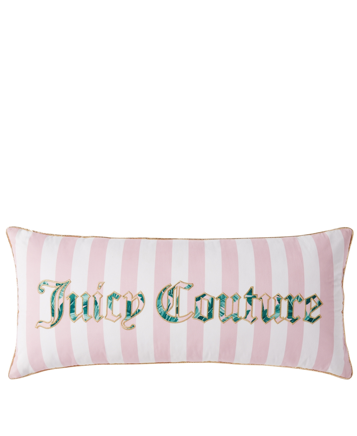 Juicy Couture Silver-tone Rhinestone Decorative Pillow, 16" X 36" In Pink
