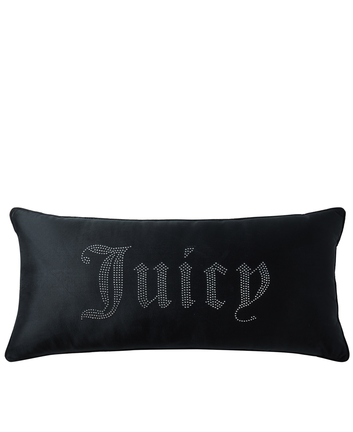 Juicy Couture Silver-tone Rhinestone Decorative Pillow, 16" X 36" In Black