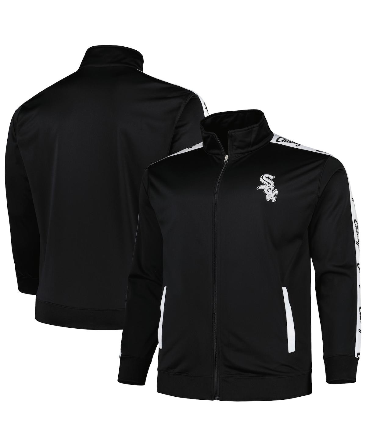 PROFILE MEN'S BLACK CHICAGO WHITE SOX BIG AND TALL TRICOT TRACK FULL-ZIP JACKET