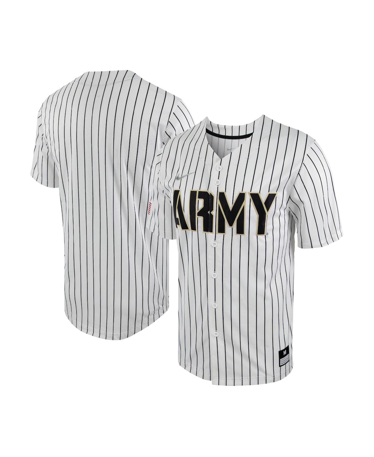 Men's Nike Black Army Black Knights Pinstripe Replica Full-Button Baseball Jersey - Black