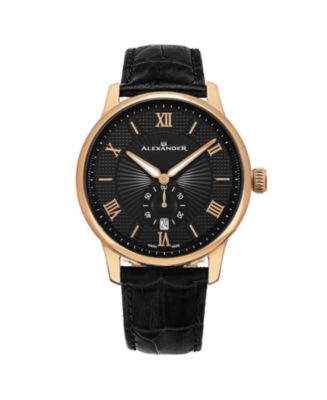 Alexander Men's Regalia Black Leather , Black Dial , 42mm Round Watch ...