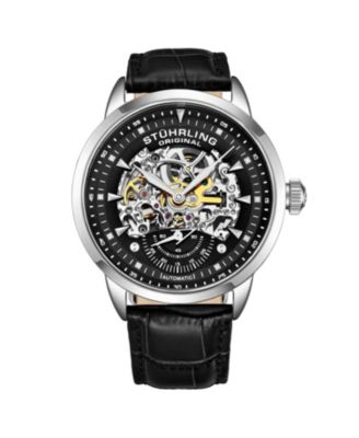 Men's Legacy Black Leather, Black Dial, 44mm Round Watch