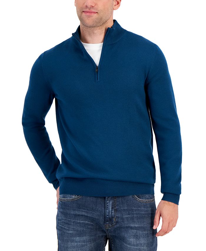 Alfani Men's Long-Sleeve Half-Zip Merino Sweater, Created for Macy's ...