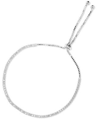 Cubic Zirconia Box Link Bolo Bracelet