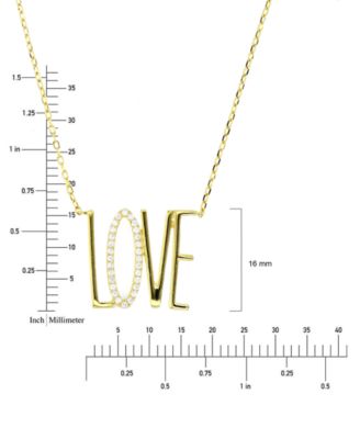 Cubic Zirconia LOVE Pendant Necklace, 16" + 2" extender 