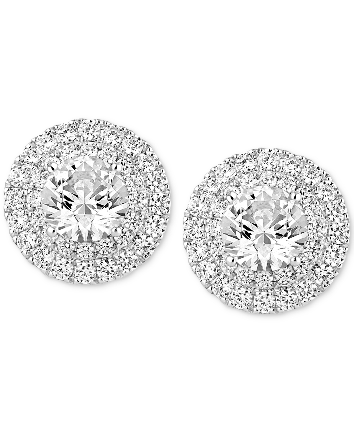 Diamond Double Halo Stud Earrings (2-1/4 ct. t.w.) in 14k- White Gold