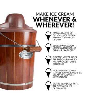 Nostalgia 6 Quart Wood Bucket Ice Cream Maker